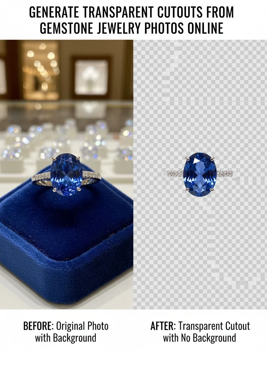 generate transparent cutouts from gemstone jewelry photos online - Professional Guide
